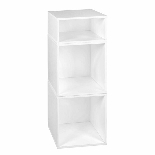 Niche Cubo Storage Set with 2 Full Cubes & 1 Half Cube, White Wood Grain PC2F1HWH